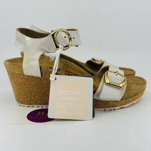 Birkenstock Papillio Women's Soley Metallic Silver Wedge Sandals Size 36 EU/5 US